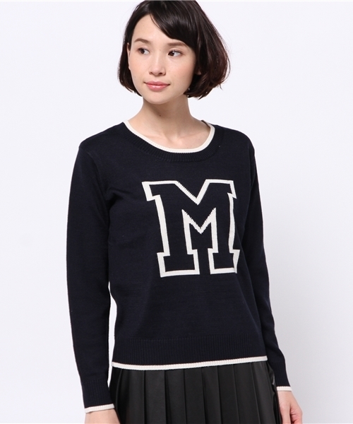DISCOAT(ディスコート)の「【Discoat】Mロゴプルオーバー(ニット/セーター・レディース・オフホワイト/ネイビー・フリ-)」の3枚目の写真