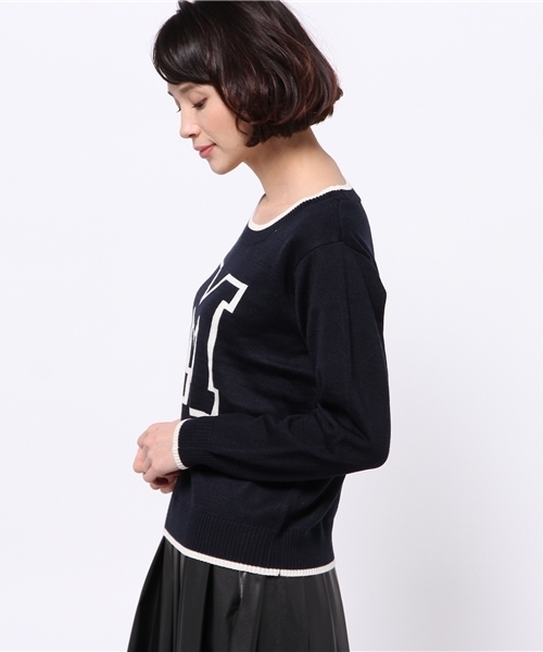 DISCOAT(ディスコート)の「【Discoat】Mロゴプルオーバー(ニット/セーター・レディース・オフホワイト/ネイビー・フリ-)」の4枚目の写真