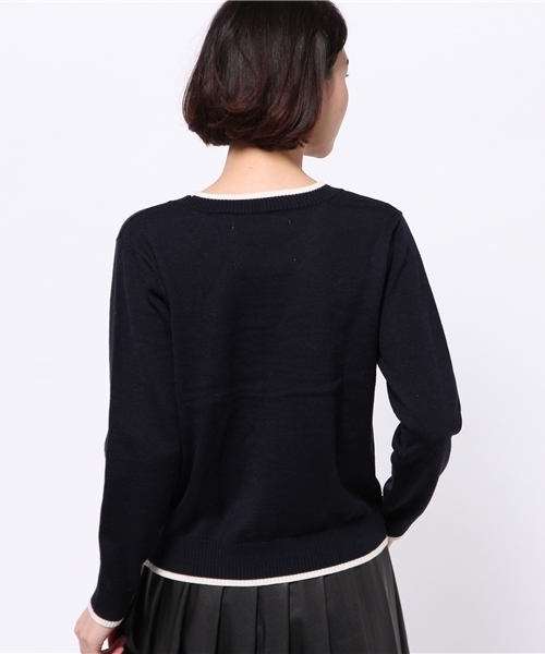 DISCOAT(ディスコート)の「【Discoat】Mロゴプルオーバー(ニット/セーター・レディース・オフホワイト/ネイビー・フリ-)」の5枚目の写真