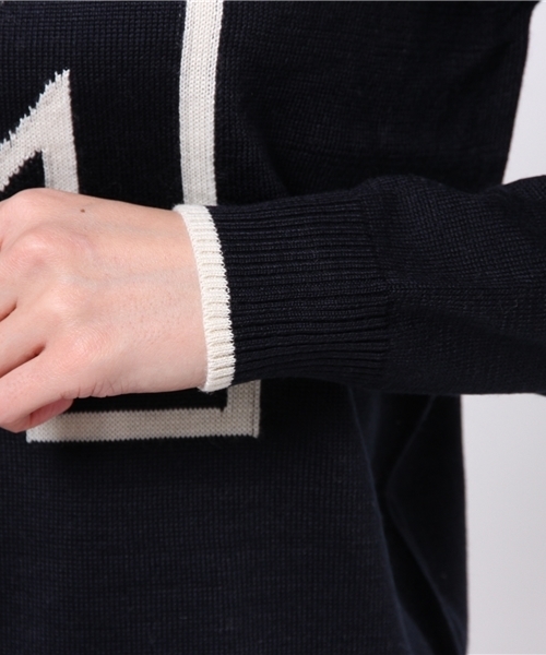 DISCOAT(ディスコート)の「【Discoat】Mロゴプルオーバー(ニット/セーター・レディース・オフホワイト/ネイビー・フリ-)」の8枚目の写真