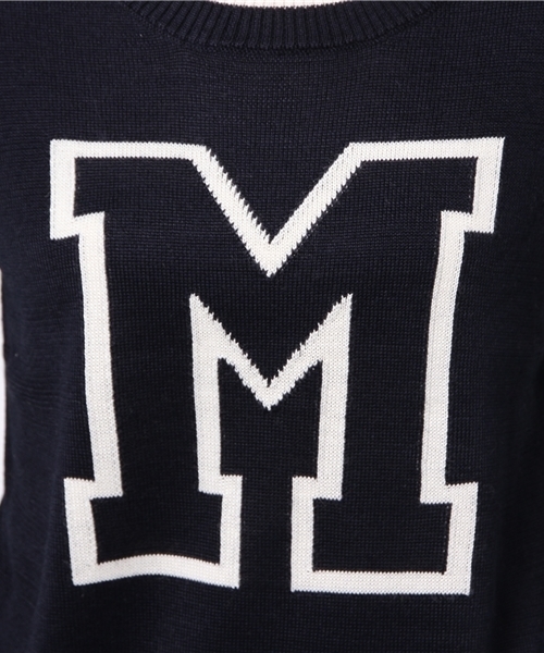 DISCOAT(ディスコート)の「【Discoat】Mロゴプルオーバー(ニット/セーター・レディース・オフホワイト/ネイビー・フリ-)」の9枚目の写真