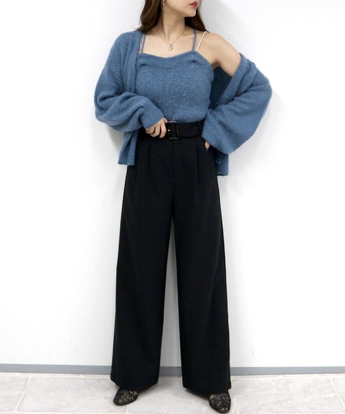 ROYAL PARTY（ロイヤルパーティー）の「シャギーニットアンサンブル（ニット/セーター・レディース・チェック/ブラック/ブルー・FREE）」の16枚目の写真