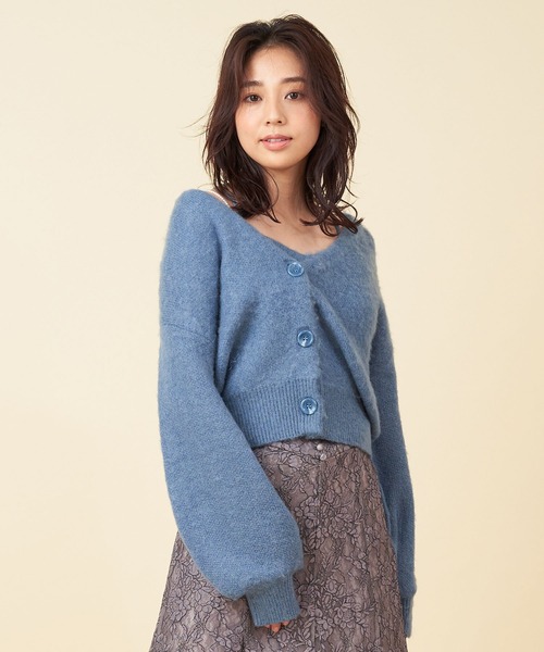 ROYAL PARTY（ロイヤルパーティー）の「シャギーニットアンサンブル（ニット/セーター・レディース・チェック/ブラック/ブルー・FREE）」の13枚目の写真