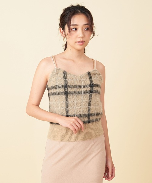 ROYAL PARTY（ロイヤルパーティー）の「シャギーニットアンサンブル（ニット/セーター・レディース・チェック/ブラック/ブルー・FREE）」の6枚目の写真