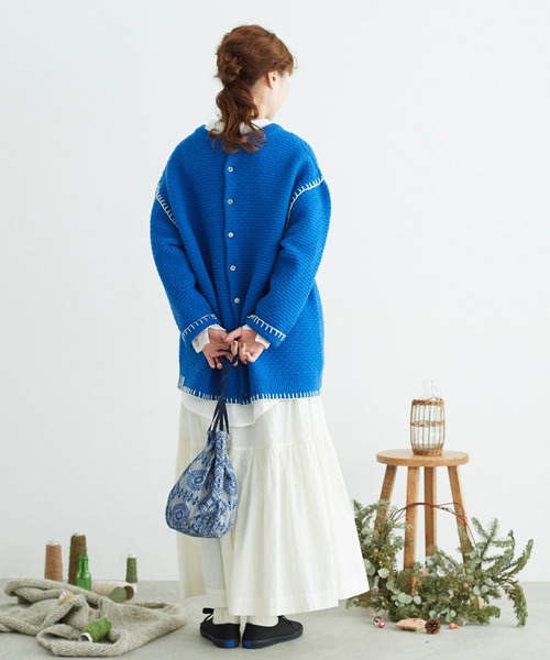 chambre de charme(シャンブルドゥシャーム)の「cdc ウール/ナイロン ブランケットステッチ プルオーバー(ニット/セーター・レディース・ブルー/ホワイト/レッド・FREE)」の21枚目の写真