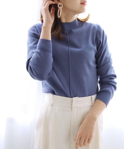 HER CLOSET(ハークローゼット)の「【shemoshelly】フロントピンタックロングスリーブニット(ニット/セーター・レディース・ブラック/ダークグリーン/ブラウン/ブルー/アイボリー/グレイッシュベージュ・M)」の6枚目の写真