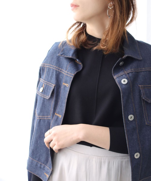 HER CLOSET(ハークローゼット)の「【shemoshelly】フロントピンタックロングスリーブニット(ニット/セーター・レディース・ブラック/ダークグリーン/ブラウン/ブルー/アイボリー/グレイッシュベージュ・M)」の3枚目の写真