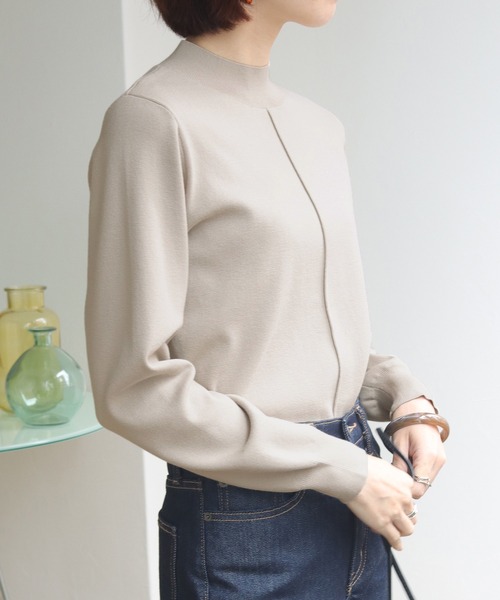 HER CLOSET(ハークローゼット)の「【shemoshelly】フロントピンタックロングスリーブニット(ニット/セーター・レディース・ブラック/ダークグリーン/ブラウン/ブルー/アイボリー/グレイッシュベージュ・M)」の15枚目の写真