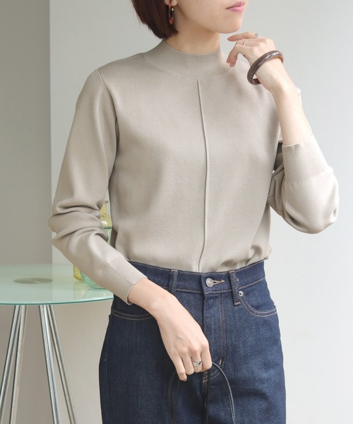 HER CLOSET(ハークローゼット)の「【shemoshelly】フロントピンタックロングスリーブニット(ニット/セーター・レディース・ブラック/ダークグリーン/ブラウン/ブルー/アイボリー/グレイッシュベージュ・M)」の8枚目の写真