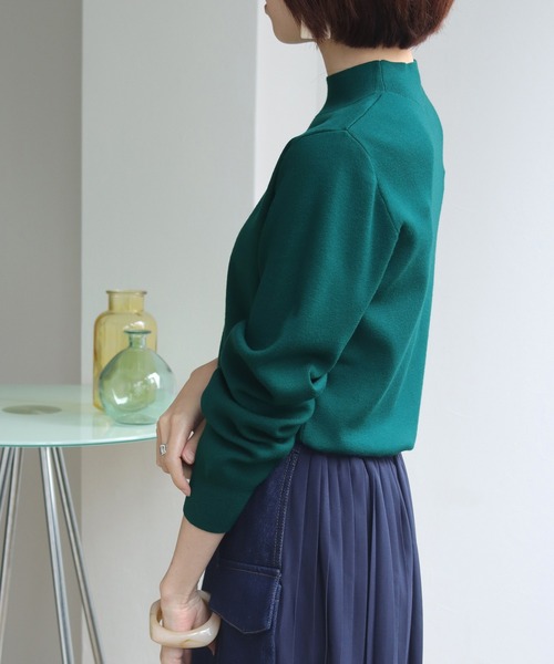 HER CLOSET(ハークローゼット)の「【shemoshelly】フロントピンタックロングスリーブニット(ニット/セーター・レディース・ブラック/ダークグリーン/ブラウン/ブルー/アイボリー/グレイッシュベージュ・M)」の9枚目の写真