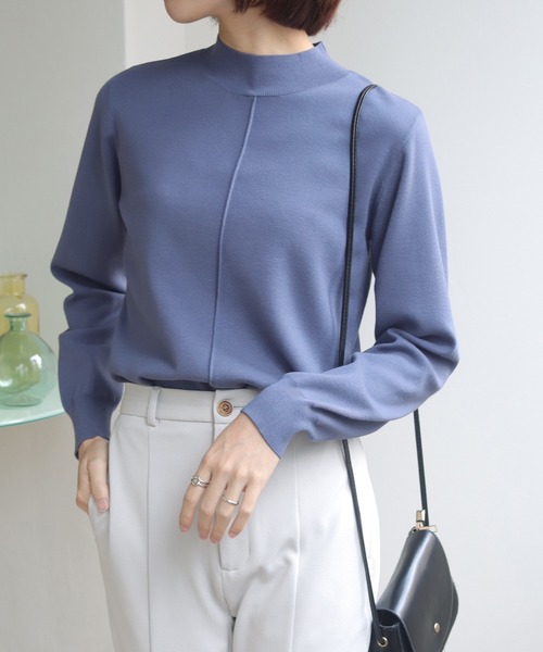HER CLOSET(ハークローゼット)の「【shemoshelly】フロントピンタックロングスリーブニット(ニット/セーター・レディース・ブラック/ダークグリーン/ブラウン/ブルー/アイボリー/グレイッシュベージュ・M)」の10枚目の写真