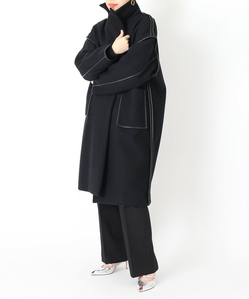 CITYSHOP（シティーショップ）の「OUT-SEAM PIPING コート（その他アウター・レディース・ブラック/ネイビー・FREE）」の2枚目の写真
