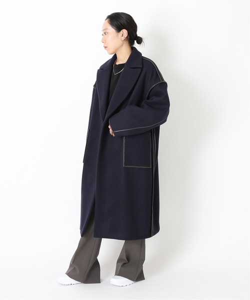 CITYSHOP（シティーショップ）の「OUT-SEAM PIPING コート（その他アウター・レディース・ブラック/ネイビー・FREE）」の3枚目の写真