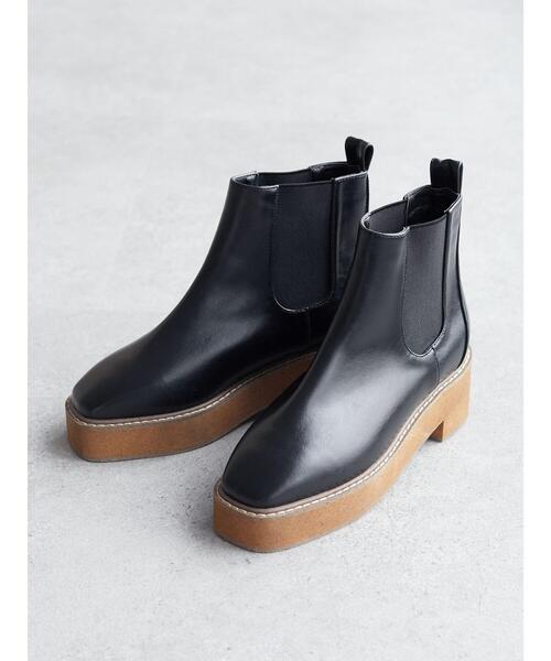 Green Parks(グリーンパークス)の「・minia サイドゴアブーツ*(ブーツ・レディース・ブラック・LL/S/M/L)」の3枚目の写真