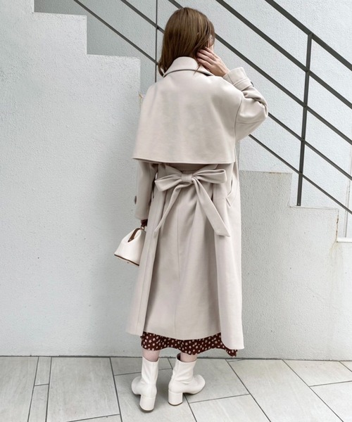 one after another NICE CLAUP（ワンアフターアナザーナイスクラップ）の「【WEB限定商品】軽い着心地で上品に決まる！レディなロングチェスターコート（チェスターコート・レディース・ベージュ/アイボリー/ブルー系その他・FREE）」の13枚目の写真