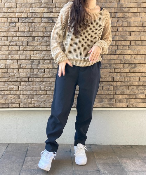 Loco Ocean（ロコオーシャン）の「ルーズ メッシュ シアーニットプルオーバー（ニット/セーター・レディース・ホワイト/ブラック/ベージュ/ブラウン・FREE）」の22枚目の写真