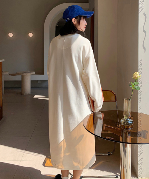 CONVERSE（コンバース）の「【neos -addictive design-】CONVERSE コンバース ルーズシルエット ロゴ スウェット ロング ワンピース（ワンピース・レディース・チャコールグレー/パープル/オフホワイト・MEDIUM/LARGE）」の14枚目の写真