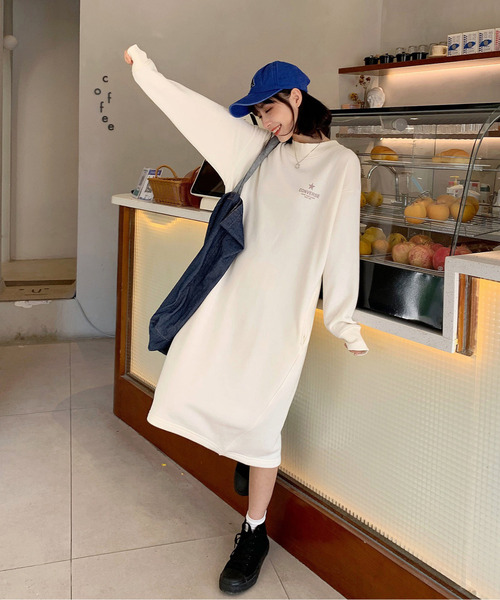 CONVERSE（コンバース）の「【neos -addictive design-】CONVERSE コンバース ルーズシルエット ロゴ スウェット ロング ワンピース（ワンピース・レディース・チャコールグレー/パープル/オフホワイト・MEDIUM/LARGE）」の16枚目の写真