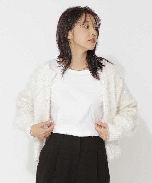 NATURAL BEAUTY BASIC（ナチュラルビューティーベーシック）の「ミックスヤーン×シャギーカーディガン（カーディガン/ボレロ・レディース・オフホワイト/ブルー/オレンジ・MEDIUM）」の22枚目の写真