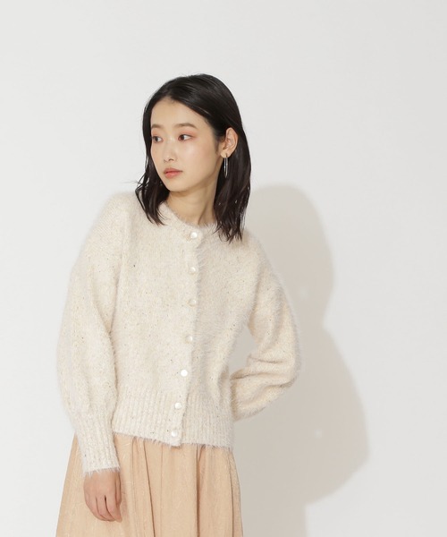 NATURAL BEAUTY BASIC（ナチュラルビューティーベーシック）の「ミックスヤーン×シャギーカーディガン（カーディガン/ボレロ・レディース・オフホワイト/ブルー/オレンジ・MEDIUM）」の3枚目の写真