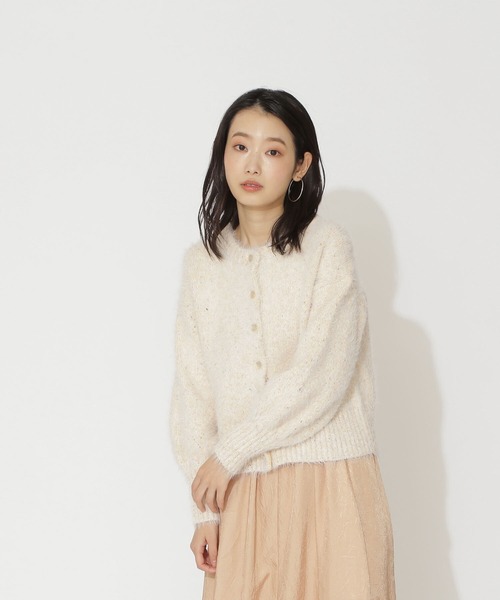 NATURAL BEAUTY BASIC（ナチュラルビューティーベーシック）の「ミックスヤーン×シャギーカーディガン（カーディガン/ボレロ・レディース・オフホワイト/ブルー/オレンジ・MEDIUM）」の5枚目の写真