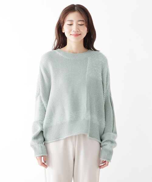 SHOO・LA・RUE（シューラルー）の「◆パッチワーク風デザインニットプルオーバー（ニット/セーター・レディース・ライトグリーン/ナチュラル/ダークブラウン・00）」の6枚目の写真