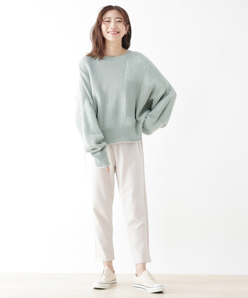 SHOO・LA・RUE（シューラルー）の「◆パッチワーク風デザインニットプルオーバー（ニット/セーター・レディース・ライトグリーン/ナチュラル/ダークブラウン・00）」の10枚目の写真