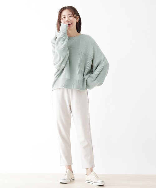 SHOO・LA・RUE（シューラルー）の「◆パッチワーク風デザインニットプルオーバー（ニット/セーター・レディース・ライトグリーン/ナチュラル/ダークブラウン・00）」の4枚目の写真