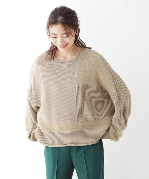 SHOO・LA・RUE（シューラルー）の「◆パッチワーク風デザインニットプルオーバー（ニット/セーター・レディース・ライトグリーン/ナチュラル/ダークブラウン・00）」の11枚目の写真