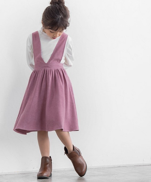 lulpini（ルルピー二）の「kids　コーデュロイ2wayジャンパースカート（スカート・キッズ・ピンク/ミント・S/M/L）」の3枚目の写真