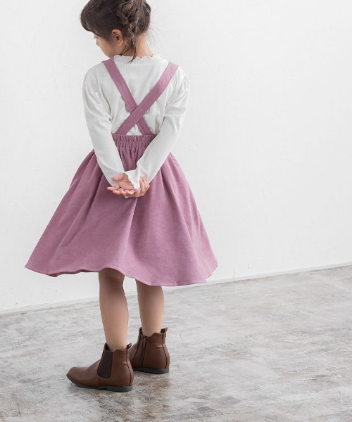 lulpini（ルルピー二）の「kids　コーデュロイ2wayジャンパースカート（スカート・キッズ・ピンク/ミント・S/M/L）」の4枚目の写真