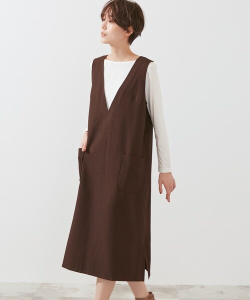 SHOO・LA・RUE(シューラルー)の「◆【2点セット】ウール調ロングジャンドレ(スカート・レディース・ブラック/ダークブラウン/ベージュ・02/03/04)」の3枚目の写真