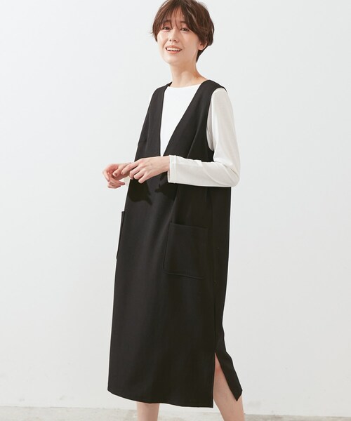 SHOO・LA・RUE(シューラルー)の「◆【2点セット】ウール調ロングジャンドレ(スカート・レディース・ブラック/ダークブラウン/ベージュ・02/03/04)」の2枚目の写真