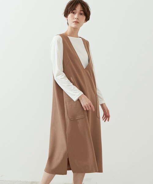 SHOO・LA・RUE(シューラルー)の「◆【2点セット】ウール調ロングジャンドレ(スカート・レディース・ブラック/ダークブラウン/ベージュ・02/03/04)」の6枚目の写真