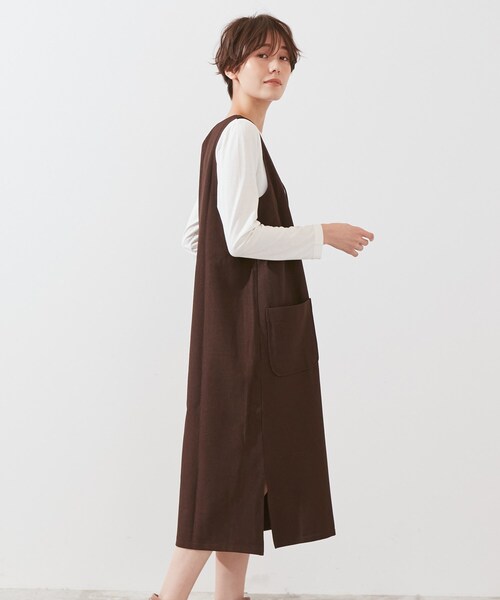 SHOO・LA・RUE(シューラルー)の「◆【2点セット】ウール調ロングジャンドレ(スカート・レディース・ブラック/ダークブラウン/ベージュ・02/03/04)」の10枚目の写真