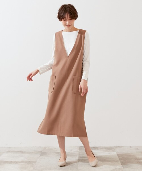 SHOO・LA・RUE(シューラルー)の「◆【2点セット】ウール調ロングジャンドレ(スカート・レディース・ブラック/ダークブラウン/ベージュ・02/03/04)」の4枚目の写真