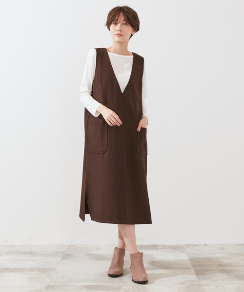 SHOO・LA・RUE(シューラルー)の「◆【2点セット】ウール調ロングジャンドレ(スカート・レディース・ブラック/ダークブラウン/ベージュ・02/03/04)」の16枚目の写真