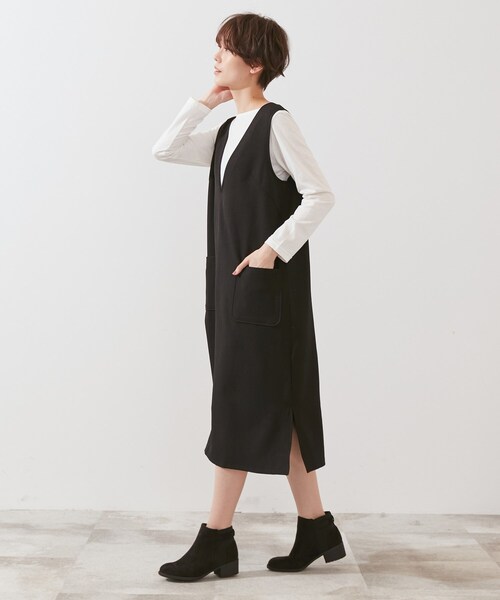 SHOO・LA・RUE(シューラルー)の「◆【2点セット】ウール調ロングジャンドレ(スカート・レディース・ブラック/ダークブラウン/ベージュ・02/03/04)」の18枚目の写真