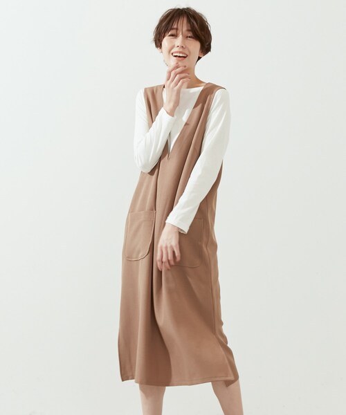 SHOO・LA・RUE(シューラルー)の「◆【2点セット】ウール調ロングジャンドレ(スカート・レディース・ブラック/ダークブラウン/ベージュ・02/03/04)」の5枚目の写真