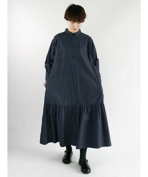 sm2rhythm（サマンサモスモスリズム）の「デニムシャツワンピース（シャツワンピース・レディース・ブラック/ネイビー・ﾌﾘ-）」の2枚目の写真