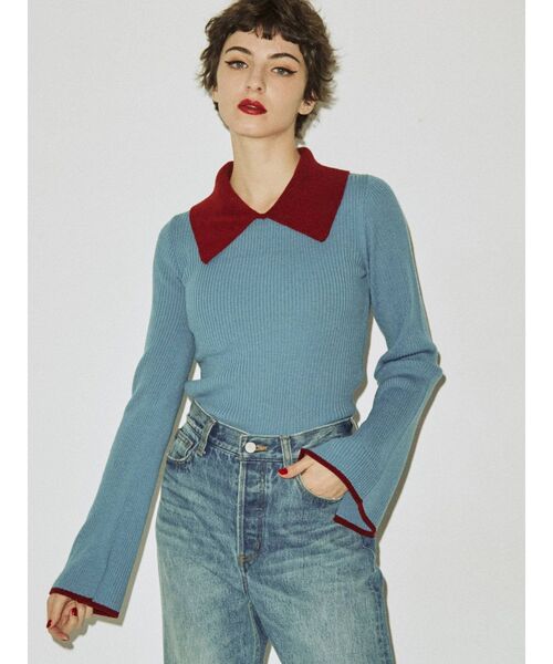 jouetie（ジュエティ）の「バイカラーニット【WEB限定】（ニット/セーター・レディース・ブラック/ブルー/パープル・MEDIUM）」の3枚目の写真