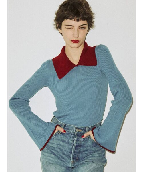 jouetie（ジュエティ）の「バイカラーニット【WEB限定】（ニット/セーター・レディース・ブラック/ブルー/パープル・MEDIUM）」の14枚目の写真