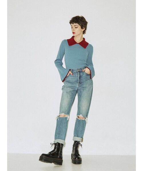 jouetie（ジュエティ）の「バイカラーニット【WEB限定】（ニット/セーター・レディース・ブラック/ブルー/パープル・MEDIUM）」の4枚目の写真