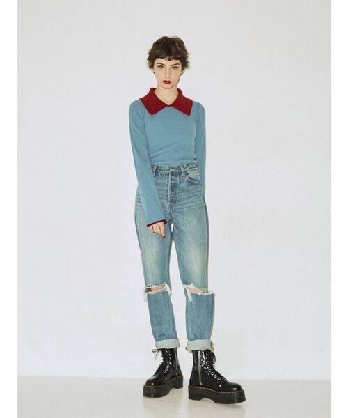 jouetie（ジュエティ）の「バイカラーニット【WEB限定】（ニット/セーター・レディース・ブラック/ブルー/パープル・MEDIUM）」の6枚目の写真