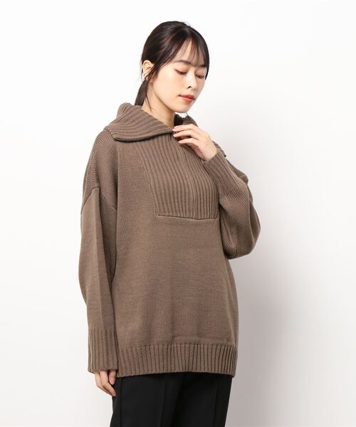 STYLEBLOCK(スタイルブロック)の「ハーフZIPニットプルオーバー(ニット/セーター・レディース・モカ/ブラック/ピンク/オフホワイト・M)」の7枚目の写真