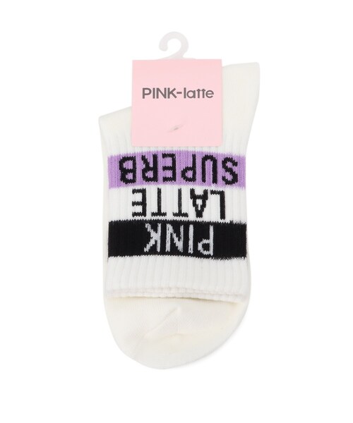 セール 配色ラインロゴショート丈ソックス ソックス 靴下 Pink Latte ピンクラテ のファッション通販 Zozotown
