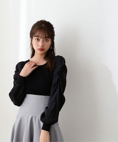 PROPORTION BODY DRESSING（プロポーションボディドレッシング）の「シアースリーブリブニット / 1212170201（ニット/セーター・レディース・ホワイト系その他/パープル系その他/ブラック・MEDIUM/SMALL）」の7枚目の写真