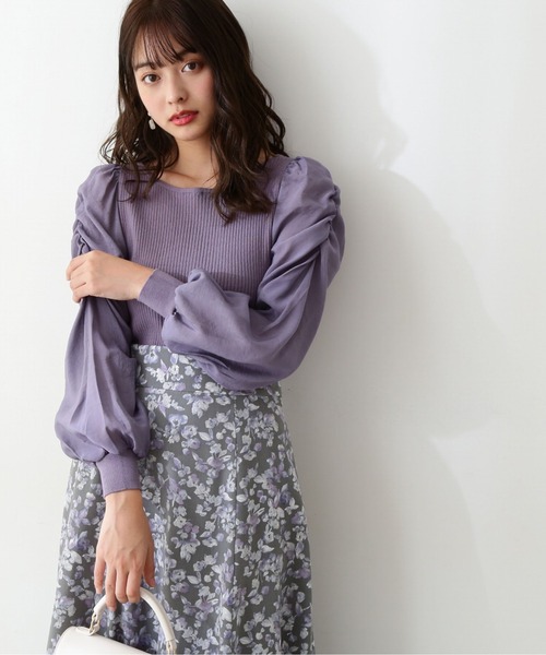 PROPORTION BODY DRESSING（プロポーションボディドレッシング）の「シアースリーブリブニット / 1212170201（ニット/セーター・レディース・ホワイト系その他/パープル系その他/ブラック・MEDIUM/SMALL）」の8枚目の写真