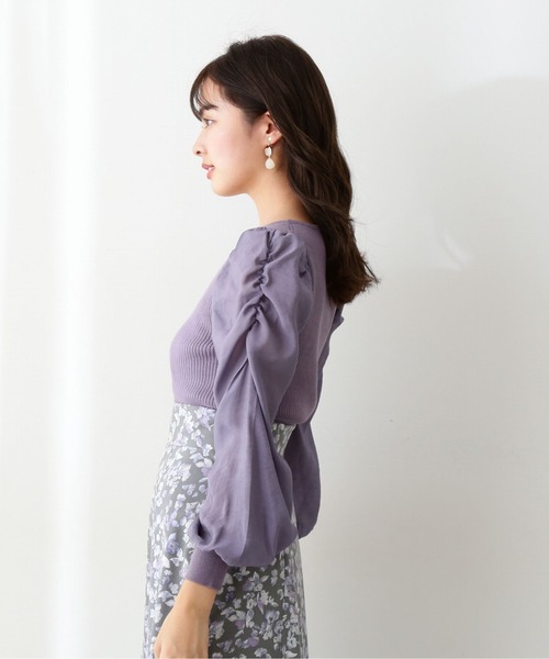 PROPORTION BODY DRESSING（プロポーションボディドレッシング）の「シアースリーブリブニット / 1212170201（ニット/セーター・レディース・ホワイト系その他/パープル系その他/ブラック・MEDIUM/SMALL）」の10枚目の写真