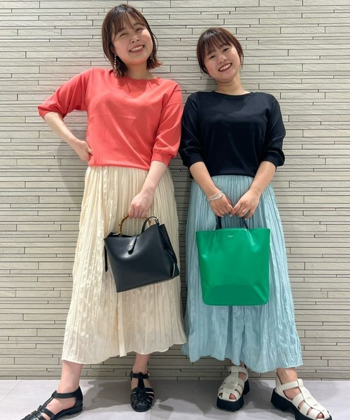 un dix cors(アンディコール)の「これ一枚で決まる 5分袖ニットプルオーバー(ニット/セーター・レディース・ホワイト/ブラック/チャコールグレー/グリーン/イエロー/ピンク・FREE)」の14枚目の写真